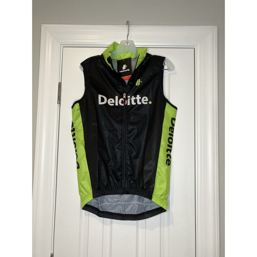Hincapie Deloitte Mens Sleeveless Cycling Jersey Black Green Size Large‎